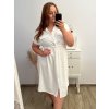 Šaty košilové krátký rukáv dámské (S/M/L/XL ONE SIZE) ITALSKÁ MÓDA IM423KLASA/DUR (Velikost L/XL, Barva béžová)