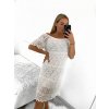 Šaty krajkové letní krátký rukáv dámské nadrozměr (XL/2XL ONE SIZE) ITALSKÁ MÓDA IMD23428/DUR (Velikost XL/2XL, Barva bílá)