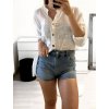 Kraťasy šortky riflové s páskem dámské (XS-XL) M.SARA MSR23G3859G-3/DR (Velikost XS, Barva modrá)