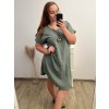 Šaty letní mušelín krátký rukáv nadrozměr dámské (2XL/3XL/4XL ONE SIZE) ITALSKÁ MÓDA IM423MUSE/DR (Velikost 3XL/4XL, Barva béžová)