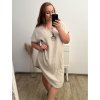 Šaty letní mušelín krátký rukáv nadrozměr dámské (2XL/3XL/4XL ONE SIZE) ITALSKÁ MÓDA IM423MUSE/DR (Velikost 3XL/4XL, Barva béžová)