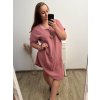 Šaty letní mušelín krátký rukáv nadrozměr dámské (2XL/3XL/4XL ONE SIZE) ITALSKÁ MÓDA IM423MUSE/DR (Velikost 3XL/4XL, Barva béžová)