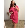 Šaty letní mušelín krátký rukáv nadrozměr dámské (2XL/3XL/4XL ONE SIZE) ITALSKÁ MÓDA IM423MUSE/DR (Velikost 3XL/4XL, Barva béžová)