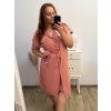 Šaty letní košilové krátký rukáv dámské nadrozměr (XL/2XL ONE SIZE) ITALSKÁ MÓDA IMWGM231561/DU (Velikost XL/2XL, Barva béžová)