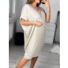 Šaty letní oversize krátký rukáv dámské (S/M ONE SIZE) ITALSKÁ MÓDA IM3233348/DU (Velikost S/M/L, Barva béžová)