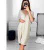 Šaty letní oversize krátký rukáv dámské (S/M ONE SIZE) ITALSKÁ MÓDA IM3233348/DU (Velikost S/M/L, Barva béžová)