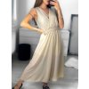 Overal společenský šifonový 3/4 nohavice bez rukávu dámský (S/M ONE SIZE) ITALSKÁ MÓDA IM323300/DU (Velikost S/M/L, Barva béžová)