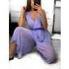 Overal společenský šifonový 3/4 nohavice bez rukávu dámský (S/M ONE SIZE) ITALSKÁ MÓDA IM323300/DU (Velikost S/M/L, Barva béžová)