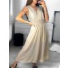 Overal společenský šifonový 3/4 nohavice bez rukávu dámský (S/M ONE SIZE) ITALSKÁ MÓDA IM323300/DU (Velikost S/M/L, Barva béžová)
