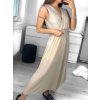 Overal společenský šifonový 3/4 nohavice bez rukávu dámský (S/M ONE SIZE) ITALSKÁ MÓDA IM323300/DU (Velikost S/M/L, Barva béžová)