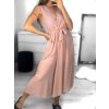 Overal společenský šifonový 3/4 nohavice bez rukávu dámský (S/M ONE SIZE) ITALSKÁ MÓDA IM323300/DU (Velikost S/M/L, Barva béžová)
