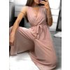Overal společenský šifonový 3/4 nohavice bez rukávu dámský (S/M ONE SIZE) ITALSKÁ MÓDA IM323300/DU (Velikost S/M/L, Barva béžová)