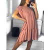 Šaty letní oversize krátký rukáv dámské (S/M ONE SIZE) ITALSKÁ MÓDA IMWB23340/DU (Velikost S/M/L, Barva béžová)