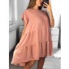 Šaty letní oversize krátký rukáv dámské (S/M ONE SIZE) ITALSKÁ MÓDA IMWB23340/DU (Velikost S/M/L, Barva béžová)
