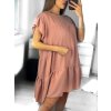 Šaty letní oversize krátký rukáv dámské (S/M ONE SIZE) ITALSKÁ MÓDA IMWB23340/DU (Velikost S/M/L, Barva béžová)