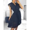 Šaty letní plisované krátký rukáv dámské (S/M ONE SIZE) ITALSKÁ MÓDA IM323355/DU (Velikost S/M/L, Barva Černá)