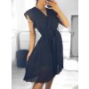 Šaty letní plisované krátký rukáv dámské (S/M ONE SIZE) ITALSKÁ MÓDA IM323355/DU (Velikost S/M/L, Barva Černá)
