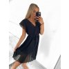Šaty letní plisované krátký rukáv dámské (S/M ONE SIZE) ITALSKÁ MÓDA IM323355/DU (Velikost S/M/L, Barva Černá)