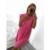 Šaty letní šifonové krátký rukáv dámské (S/M ONE SIZE) ITALSKÁ MÓDA IM323356/DU (Velikost S/M/L, Barva modrá královská)