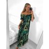 Šaty dlouhé letní carmen přes ramena dámské (S/M ONE SIZE) ITALSKÁ MÓDA IMM23M9550A-1/DU (Velikost S/M/L, Barva zelená)