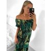 Šaty dlouhé letní carmen přes ramena dámské (S/M ONE SIZE) ITALSKÁ MÓDA IMM23M9550A-1/DU (Velikost S/M/L, Barva zelená)