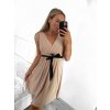 Šaty letní elegantní icecool bez rukávů dámské (S/M ONE SIZE) ITALSKÁ MÓDA IMM23M4443/DU (Velikost S/M/L, Barva béžová)