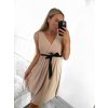Šaty letní elegantní icecool bez rukávů dámské (S/M ONE SIZE) ITALSKÁ MÓDA IMM23M4443/DU (Velikost S/M/L, Barva béžová)