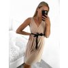 Šaty letní elegantní icecool bez rukávů dámské (S/M ONE SIZE) ITALSKÁ MÓDA IMM23M4443/DU (Velikost S/M/L, Barva béžová)