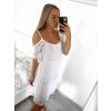 Šaty letní s krajkou na ramínka dámské (S/M ONE SIZE) ITALSKÁ MÓDA IMWB232841/DU (Velikost S/M/L, Barva bílá)