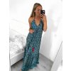 Šaty dlouhé letní na ramínka dámské (S/M ONE SIZE) INDICKÁ MÓDA  IMM23PW5010-3/DU (Velikost S/M/L, Barva modrá)