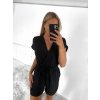 Overal krátký letní krátký rukáv dámský (S/M ONE SIZE) ITALSKÁ MÓDA IM3238106/DU (Velikost S/M/L, Barva Černá)