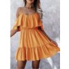 Šaty letní šifonové carmen na ramínka dámské (S/M/L ONE SIZE) ITALSKÁ MÓDA IMWB23316/DU (Velikost M/L, Barva fialová)