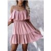 Šaty letní šifonové carmen na ramínka dámské (S/M/L ONE SIZE) ITALSKÁ MÓDA IMWB23316/DU (Velikost M/L, Barva fialová)