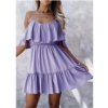 Šaty letní šifonové carmen na ramínka dámské (S/M/L ONE SIZE) ITALSKÁ MÓDA IMWB23316/DU (Velikost M/L, Barva fialová)
