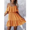Šaty letní šifonové carmen na ramínka dámské (S/M/L ONE SIZE) ITALSKÁ MÓDA IMWB23316/DU (Velikost M/L, Barva fialová)