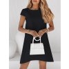 Šaty elegantní letní krátký rukáv dámské (S/M ONE SIZE) ITALSKÁ MÓDA IMD23498/DU (Velikost S/M/L, Barva Černá)