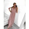 Šaty letní dlouhé šifonové krátký rukáv dámské (S/M ONE SIZE) ITALSKÁ MÓDA IMWMY232468/DU (Velikost S/M/L, Barva béžová)