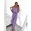 Overal dlouhý elegantní krátký rukáv dámský (S/M ONE SIZE) ITALSKÁ MÓDA IMWB23270/DU (Velikost S/M/L, Barva fialová)