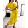 Šaty dlouhé letní s páskem krátký rukáv dámské (S/M ONE SIZE) ITALSKÁ MÓDA IMPLI235904/DUR (Velikost S/M/L, Barva růžová fuchsiová)