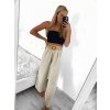 Kalhoty letní dlouhé volné s páskem dámské (S/M ONE SIZE) ITALSKÁ MÓDA IMPLI236388/DU (Velikost S/M/L, Barva béžová)