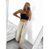 Kalhoty letní dlouhé volné s páskem dámské (S/M ONE SIZE) ITALSKÁ MÓDA IMPLI236388/DU (Velikost S/M/L, Barva béžová)