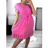 Šaty letní šifonové krátký rukáv dámské (S/M ONE SIZE) ITALSKÁ MÓDA IM323066/DU (Velikost S/M/L, Barva růžová starorůžová)