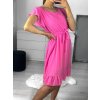 Šaty letní šifonové krátký rukáv dámské (S/M ONE SIZE) ITALSKÁ MÓDA IM323066/DU (Velikost S/M/L, Barva růžová starorůžová)
