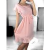 Šaty letní šifonové krátký rukáv dámské (S/M ONE SIZE) ITALSKÁ MÓDA IM323066/DU (Velikost S/M/L, Barva růžová starorůžová)