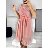 Šaty letní šifonové krátký rukáv dámské (S/M ONE SIZE) ITALSKÁ MÓDA IM323066/DU (Velikost S/M/L, Barva růžová starorůžová)