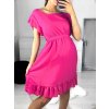 Šaty letní šifonové krátký rukáv dámské (S/M ONE SIZE) ITALSKÁ MÓDA IM323066/DU (Velikost S/M/L, Barva růžová starorůžová)