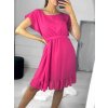 Šaty letní šifonové krátký rukáv dámské (S/M ONE SIZE) ITALSKÁ MÓDA IM323066/DU (Velikost S/M/L, Barva růžová starorůžová)