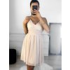 Šaty letní šifonové na ramínka dámské (S/M ONE SIZE) ITALSKÁ MÓDA IMWY23148/DU (Velikost S/M/L, Barva béžová)