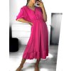 Šaty dlouhé letní košilové krátký rukáv dámské (S/M ONE SIZE) ITALSKÁ MÓDA IMWY23133/DU (Velikost S/M/L, Barva béžová)