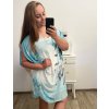 Šaty šifonové krátký rukáv dámské nadrozměrné (XL/2XL/3XL ONE SIZE) ITALSKÁ MÓDA IMN23002/DUR (Velikost 2XL/3XL, Barva světle modrá)